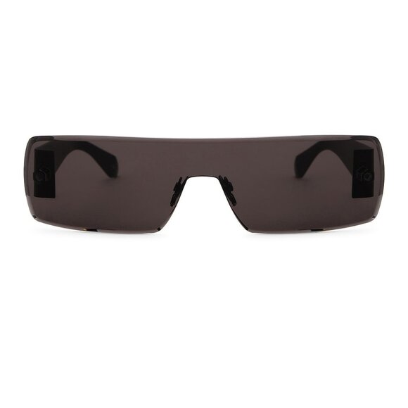 NWT ALAIA ALAÃA Lettering Logo Rectangular Sunglasses in Black & Grey NEW FWRD - Picture 3 of 13